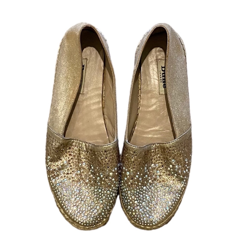 Dune London - Rhinestone / Gold Metallic Flats
